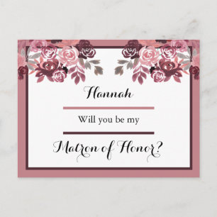 Dusty Rose Burgundy Matron of Honor Request Card