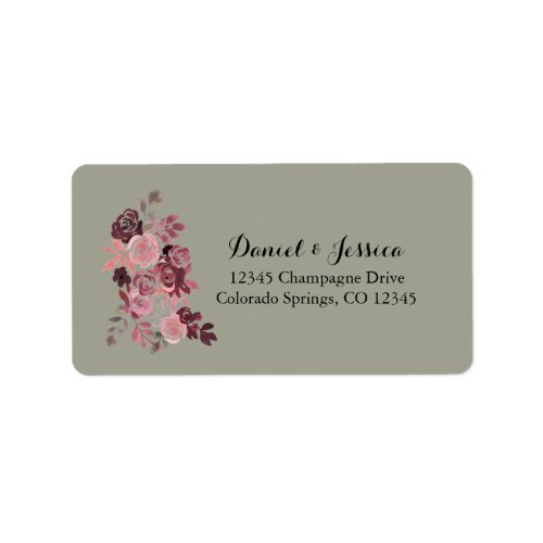 Dusty Rose Burgundy Wedding Return Address Label