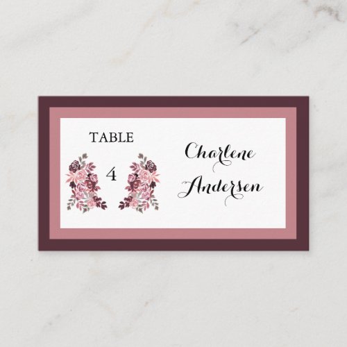 Dusty Rose Burgundy Wedding Table Place Card