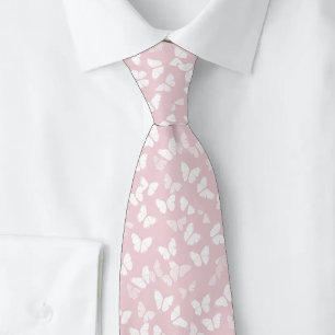 Dusty Rose Butterflies Neck Tie