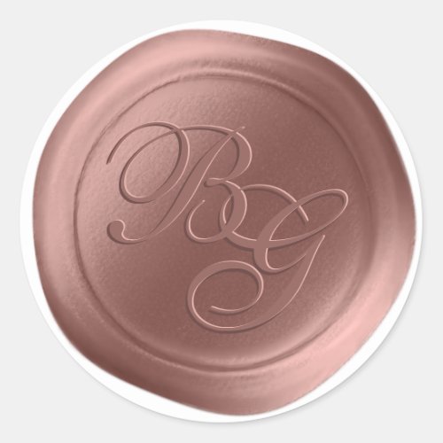 Dusty Rose Calligraphy Monogram Wax Seal Stickers