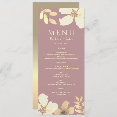 Dusty Rose Calligraphy Wedding Menu