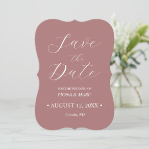 Dusty rose calligraphy wedding save the date card