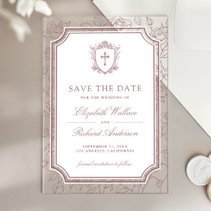 Dusty Rose Catholic Wedding Save the Date