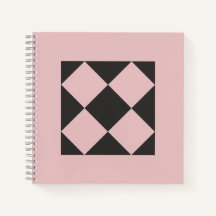 Dusty Rose & Charcoal Black Geometric Notebook