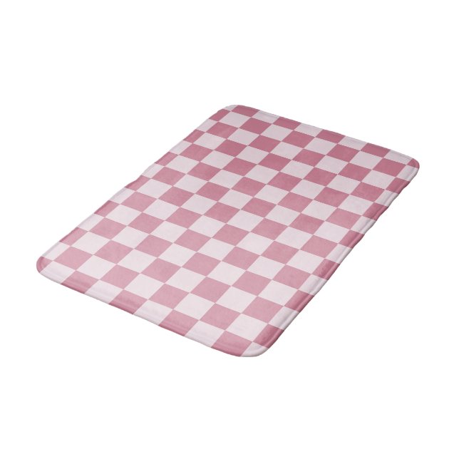 Dusty rose checkerboard pattern bath mat (Angled)