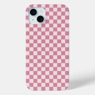Dusty rose checkerboard pattern iPhone 15 plus case