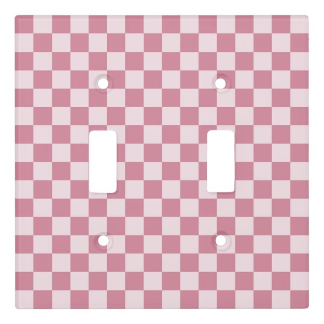 Dusty rose checkerboard pattern light switch cover (Front)