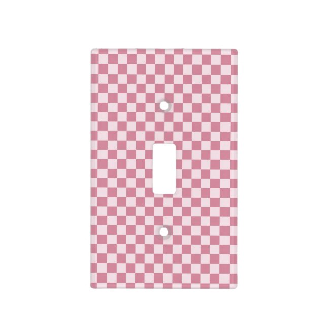 Dusty rose checkerboard pattern light switch cover (Front)