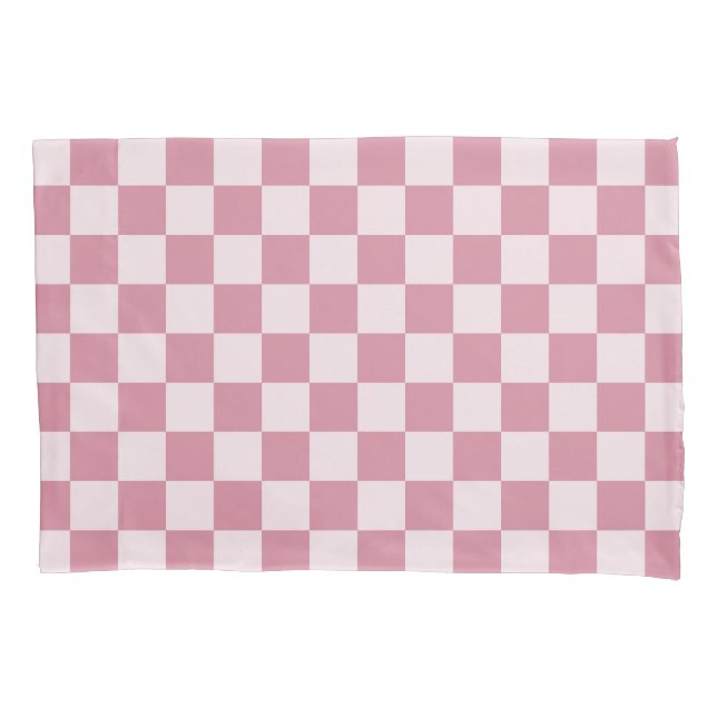Dusty rose checkerboard pattern pillow case (Front-Left)