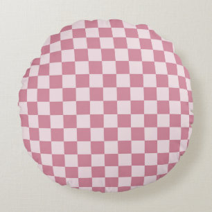 Dusty rose checkerboard pattern round pillow