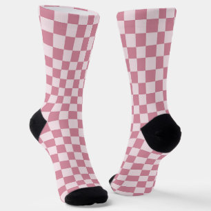 Dusty rose checkerboard pattern socks
