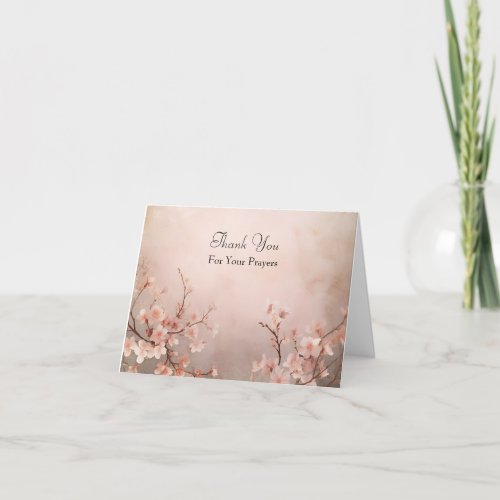 Dusty Rose Cherry Blossoms Orthodox Memorial  Thank You Card