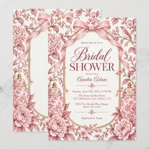 Dusty Rose Chinoiserie Bridal Shower Invitation