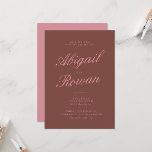 Dusty Rose Chocolate Brown Wedding Invitation