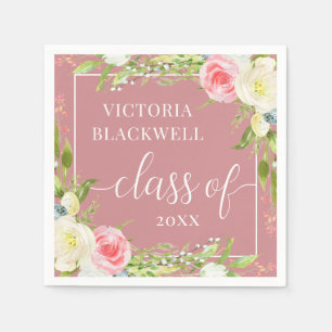 Dusty Rose Class of 2022 Floral Graduation Napkins