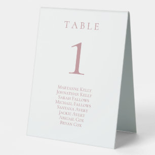 Dusty Rose Classic Table Number with Seating Chart Tent