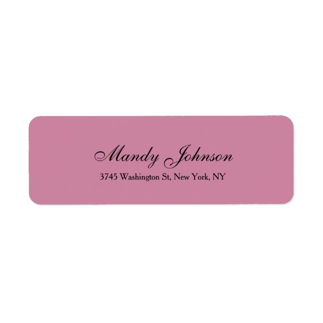Dusty Rose Classical Style Script Creative Plain Label (Front)