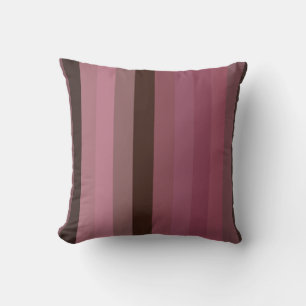 Dusty Rose & Cocoa Brown Soft Stripe Palette Throw Pillow