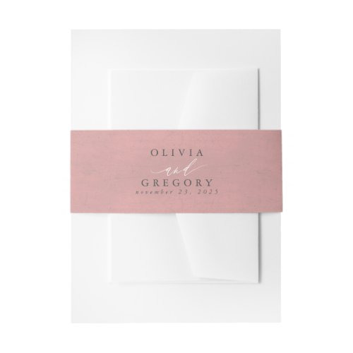 Dusty Rose Color Wedding Invitation Belly Band