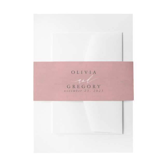 Dusty Rose Color Wedding Invitation Belly Band (Front Example)