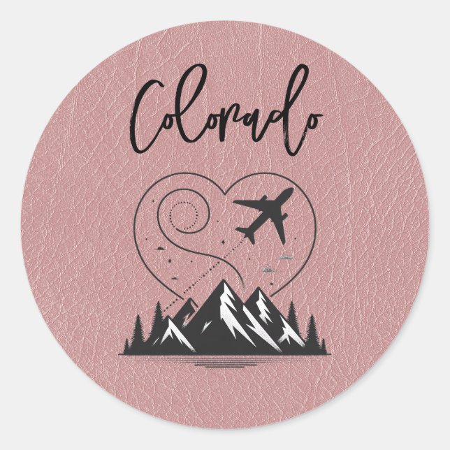 Dusty Rose Colorado Passport  Classic Round Sticker (Front)