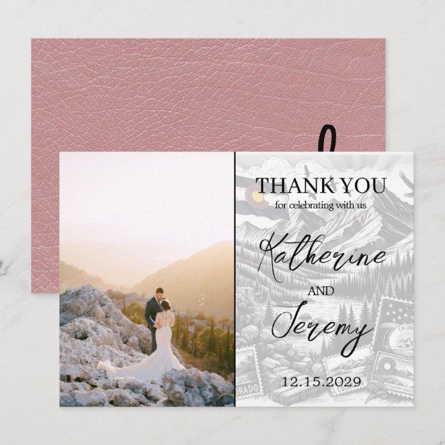 Dusty Rose Colorado Passport Thank You Card (Front/Back)