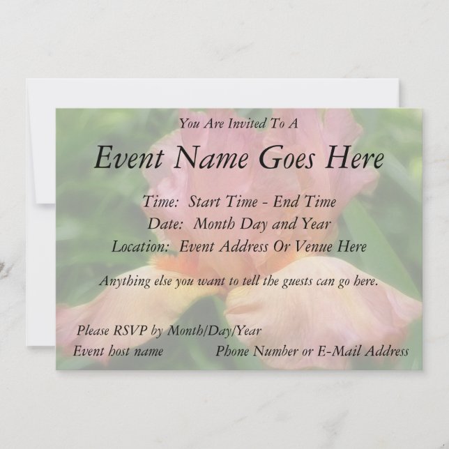 Dusty Rose Colored Bearded Iris Invitation (Front)