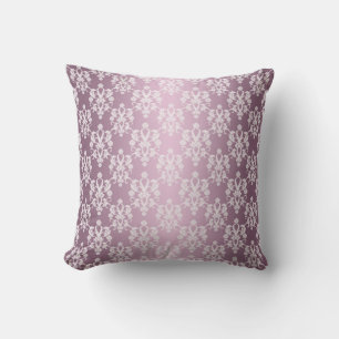 Dusty Rose Colored Damask Pattern Throw Pillow