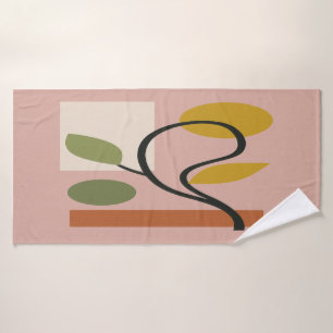 Dusty Rose Contemporary Geometric Bath Towel