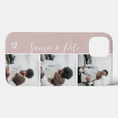 Dusty rose couple names 3 photos collage grid Case-Mate iPhone case (Back (Horizontal))