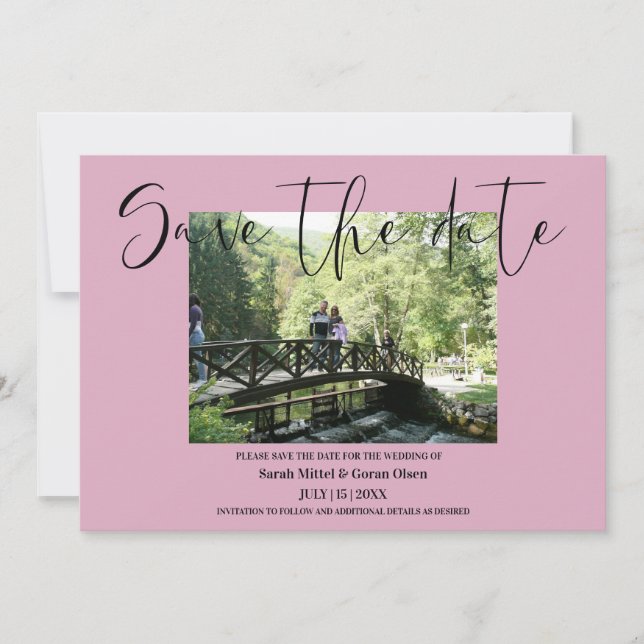 Dusty Rose Couple Photo Wedding Save the date  (Front)