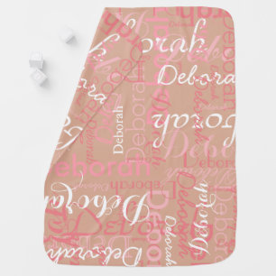 Dusty Rose Custom Baby Name Blanket