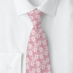 Dusty Rose Daisies Neck Tie