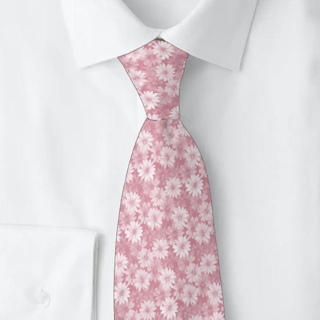 Dusty Rose Daisies Neck Tie (Creator Uploaded)