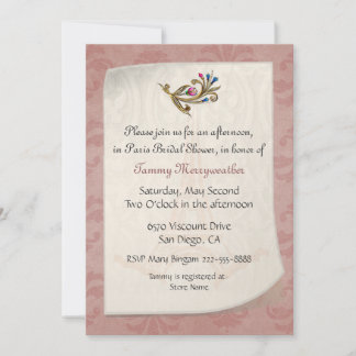 Dusty Rose Damask Bridal Shower Invitation