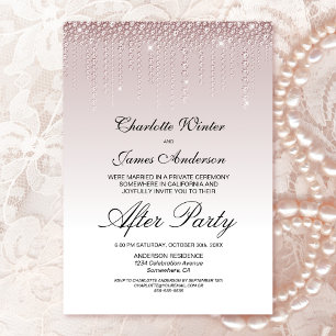 Dusty Rose Diamonds Wedding After Party Invitation