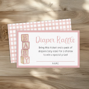 Dusty Rose Diaper Raffle Card Baby Shower Insert