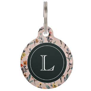 Dusty Rose Dream: Boho Floral Watercolor Pet ID Tag