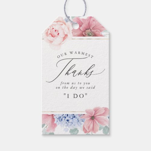 Dusty Rose Dusty Blue Floral Elegant Thank You Gift Tags