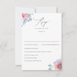 Dusty Rose Dusty Blue Floral Wedding RSVP Card