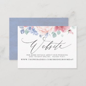 Dusty Rose Dusty Blue Floral Wedding Website Card by lovelywow at Zazzle