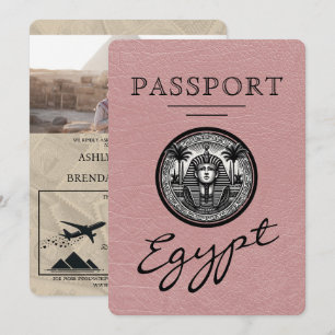 Dusty Rose Egypt Passport Wedding Invitation