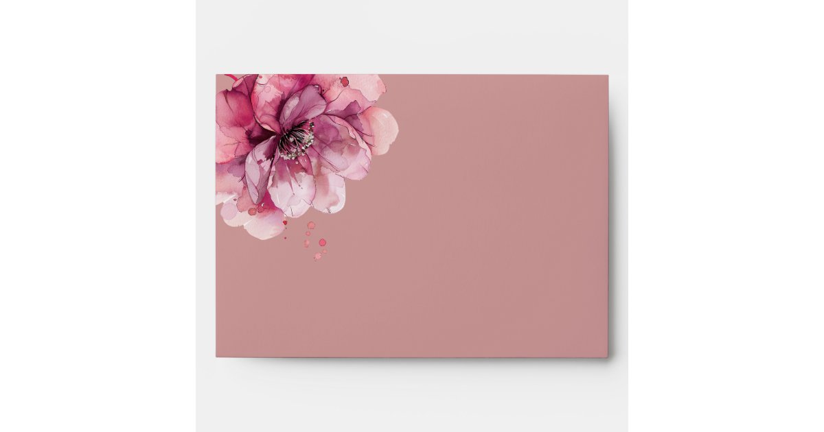Dusty Rose Elegant Floral Return Address Envelope | Zazzle