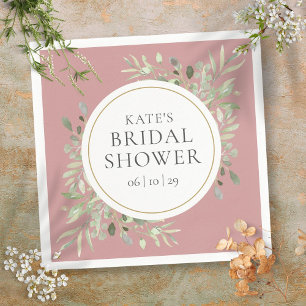 Dusty Rose Elegant Gold Greenery Bridal Shower Napkins