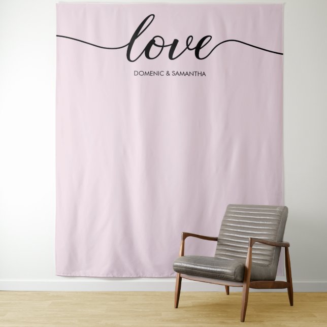 Dusty Rose Elegant Love Script Wedding backdrop (In Situ)