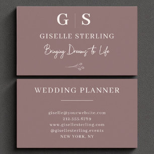Dusty Rose Elegant Minimalist Monogram Business Card