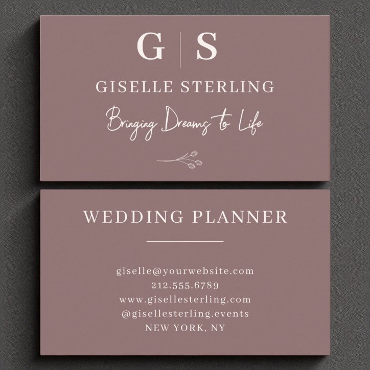 Dusty Rose Elegant Minimalist Monogram Business Card