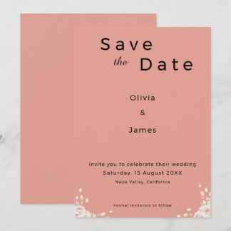 Dusty Rose Elegant Minimalist Whispered Petals  Save The Date