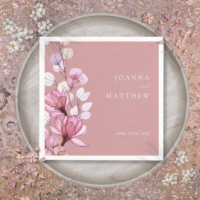 Dusty Rose Elegant Modern Floral Wedding Napkins (Dusty Rose Elegant Modern Floral Wedding Napkins)